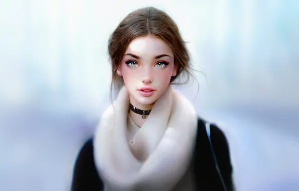 Девушка, Взгляд, Губы, Лицо, Girl, Глаза, Портрет, Шатенка
