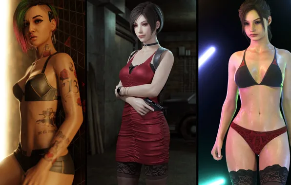 Resident evil, resident evil 2, ada wong, claire redfield, cyberpunk2077, judy alvarez