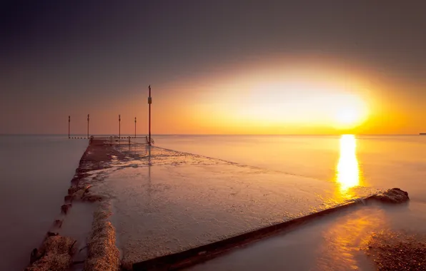 Море, пейзаж, закат