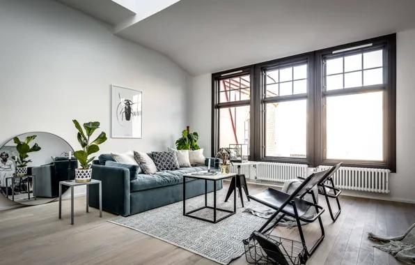 Комната, интерьер, гостиная, скандинавский стиль, Apartment in Stockholm