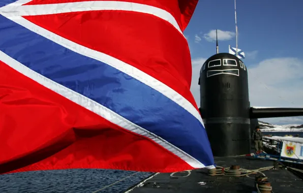 Море, флаг, подводная лодка