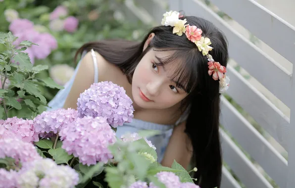 Beautiful, Asian, Model, Flowers, Woman, Cute, Pretty, Sunny