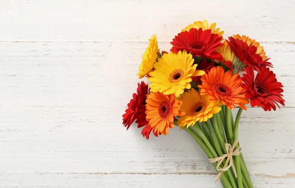 Букет, желтые, красные, герберы, lovely, Bouquets, Gerberas