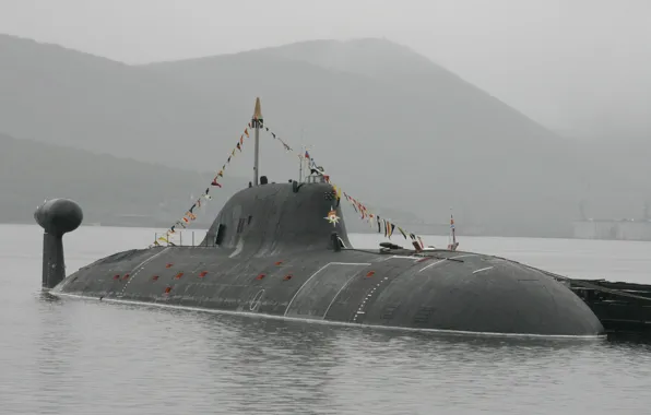 Картинка туман, лодка, порт, ВМФ, подводная, России, Project 971