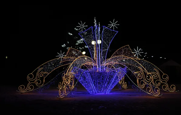 Зима, город, огни, парк, настроение, праздник, сказка, огоньки