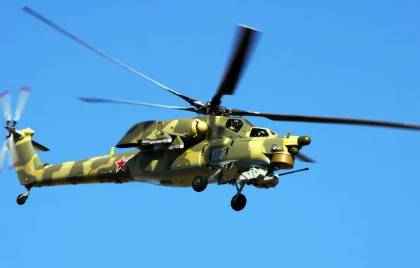 Картинка Небо, Вертолет, Армия, Россия, Авиация, ВВС, Ми-28Н, Опустошитель
