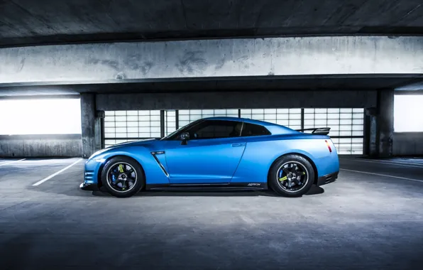 Картинка GTR, Nissan, Blue, Side, Parking, Jotech, Speed Shield, Wrap