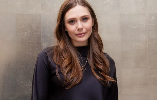 Взгляд, поза, актриса, hair, Elizabeth Olsen, Элизабет Олсен, макияж.