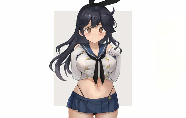 Girl, sexy, lingerie, pantsu, cleavage, school uniform, panties, long hair