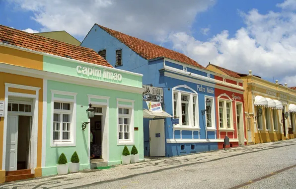 Улица, дома, Бразилия, Куритиба