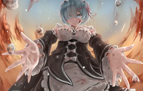 Девушка, капли, С нуля, Рем, Re Zero Kara Hajimeru Isekai Seikatsu