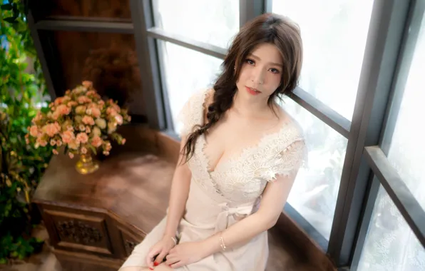 Картинка взгляд, девушка, лицо, милая