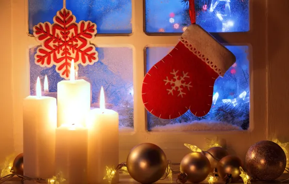 Зима, снег, Новый Год, Рождество, light, Christmas, window, Xmas