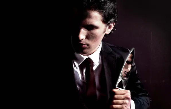 Картинка фильм, Кристиан Бэйл, Christian Bale, Американский психопат, Патрик Бэйтмен, ножь, American Psycho