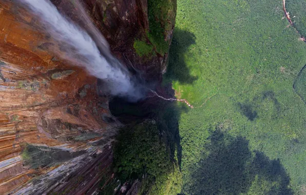 Картинка скала, гора, водопад, Венесуэла, Анхель