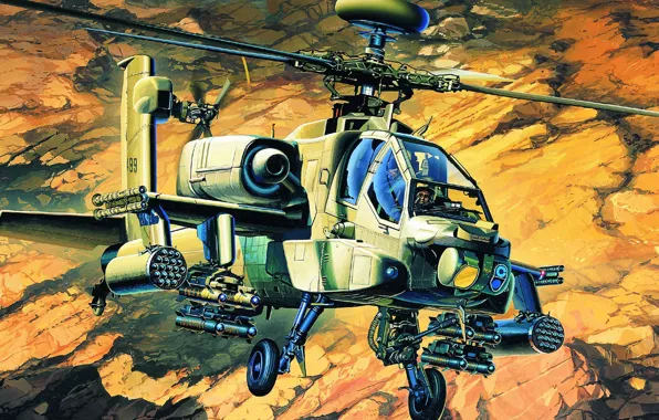 Apache, McDonnell Douglas, AH-64A, первая серийная модификация, основной ударный вертолёт армии США