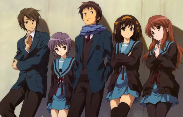 Аниме, Ken, The Melancholy of Haruhi Suzumiya, Yuki Nagato, Haruhi Suzumiya, Itsuki Koizumi., Mikuru Asahina