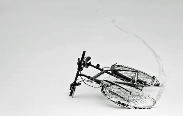 Картинка зима, снег, велосипед