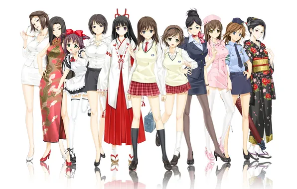 Картинка Seifuku, Daimonji Yu, Kakisaki Rei, Hayakawa Izumi, Daimonji Emi, Honma Natsume, Kazuki Miko, Zettai Shougeki