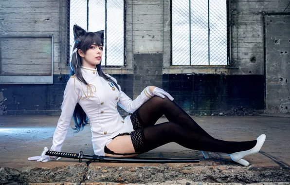 Девушка, меч, ушки, косплей, Kill La Kill, косплей-модель