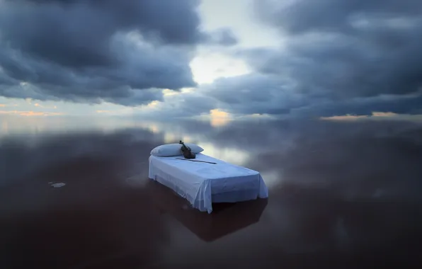 Картинка море, скрипка, кровать