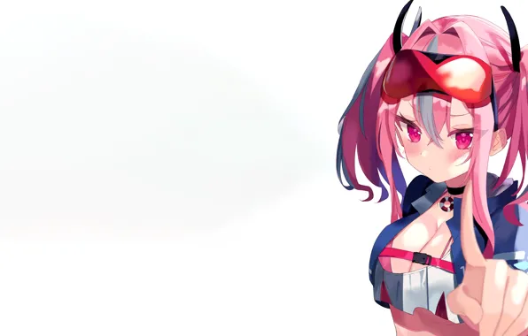 Girl, sexy, cleavage, blouse, pink hair, boobs, anime, beautiful