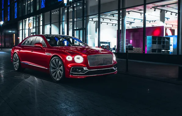 Bentley, Wallpaper, Bentley Flying Spur Red