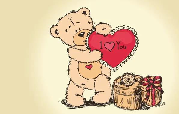 Подарок, медведь, день влюбленных, тедди, i love you, teddy bear, valentines day