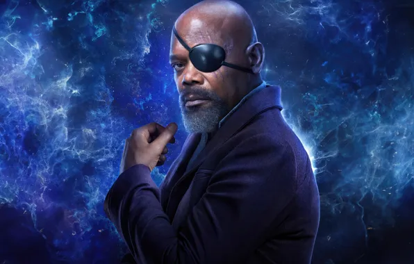 Взгляд, поза, Ник Фьюри, Samuel L. Jackson, Сэмюэл Л. Джексон, The Marvels, Капитан Марвел 2