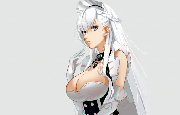 Girl, sexy, cleavage, long hair, dress, boobs, anime, blue eyes