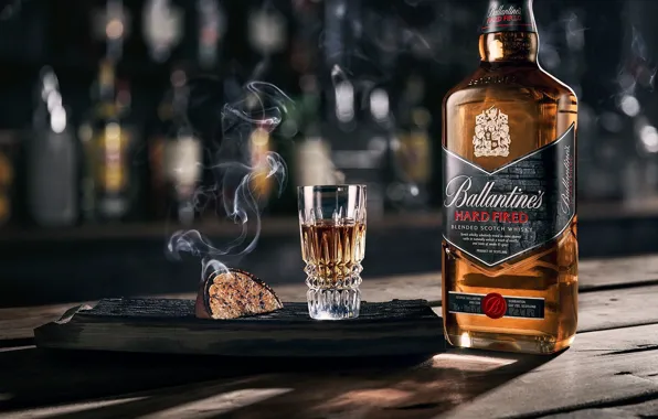 Фон, дым, бутылка, алкоголь, цитрус, стопка, виски, whiskey