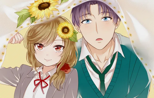 Девушка, аниме, арт, парень, Gekkan Shoujo Nozaki-kun, Нозаки автор сёдзе-манги