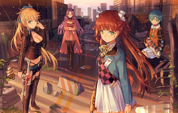 Gun, weapon, anime, japanese, bishojo, Girl Cafe Gun