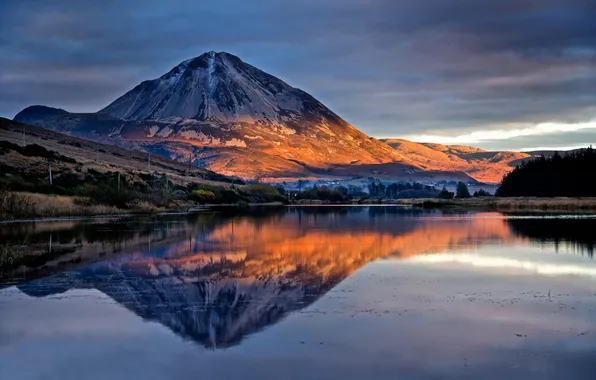 Вода, пейзаж, горы, природа, озеро, утро