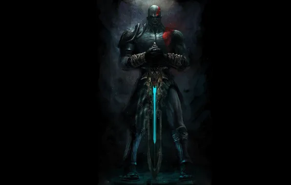Тату, цепи, black, kratos, God Of War, tatoo, Бог войны, Кратоc