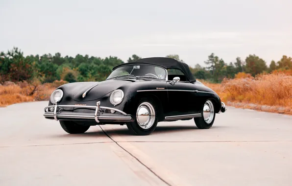Дорога, черный, Porsche, кабриолет, автомобиль, порше, Speedster, 1600
