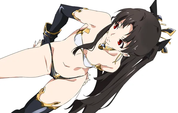 Girl, sexy, lingerie, bra, cleavage, panties, thighhighs, long hair
