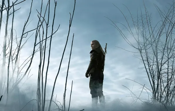 Взгляд, туман, мужчина, Ведьмак, The Witcher, Henry Cavill