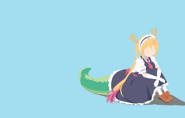 Минимализм, девочка, сидит, Kobayashi San Chi no Maid Dragon
