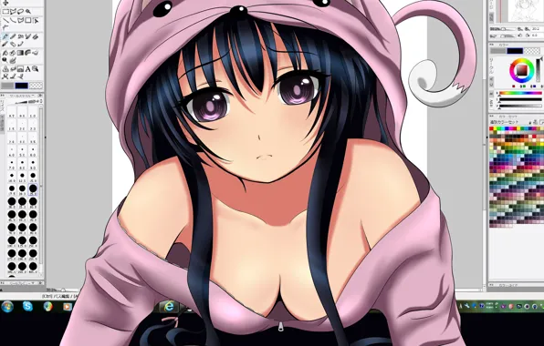 Аниме, девочка, дисплей, sukunai mikazuki