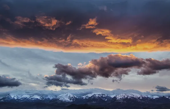 Картинка небо, облака, снег, пейзаж, горы, вершины, вечер, Италия