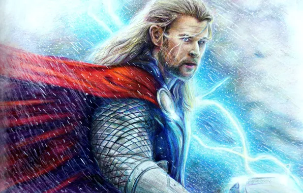 Бог, art, thor, Chris Hemsworth, Thor: The Dark World
