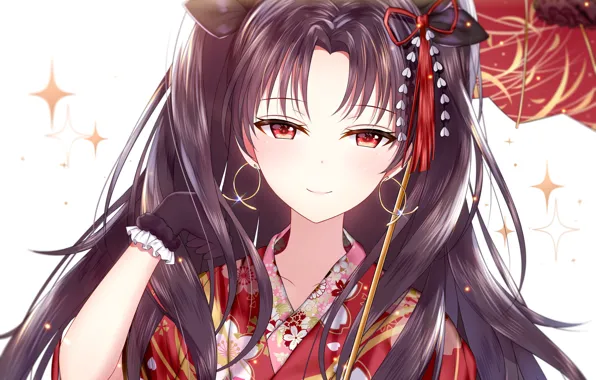 Девушка, зонт, юката, Archer, Fate / Grand Order