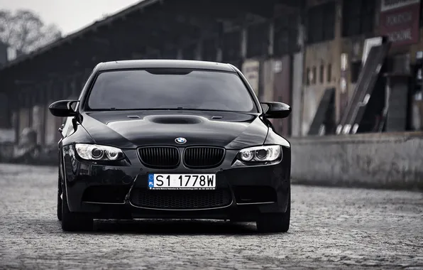 Бмв, BMW, черная, перед, black, E92