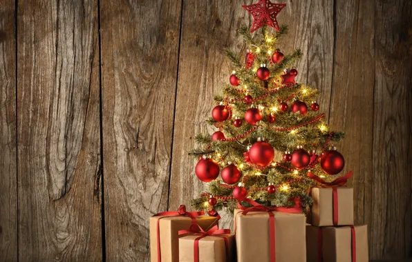 Картинка шарики, украшения, шары, доски, елка, Новый Год, Рождество, подарки