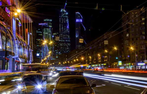 Ночь, Москва, Россия, Russia, Moscow, night light