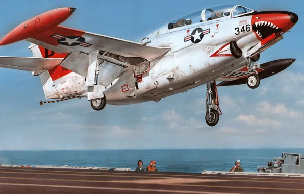 Картинка North American, T-2, Buckeye, Военно-морские силы США, учебный самолёт со среднерасположенным крылом