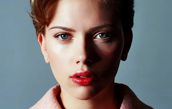Картинка взгляд, девушка, свет, лицо, фон, тень, актриса, Scarlett Johansson
