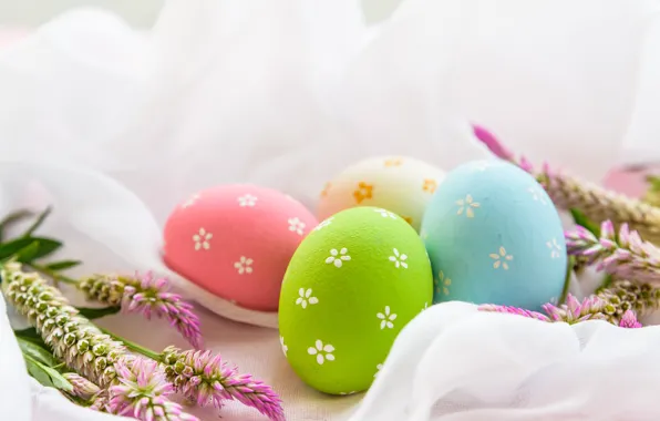 Цветы, яйца, Пасха, happy, flowers, eggs, easter, decoration