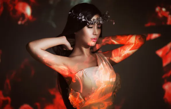 Девушка, поза, фон